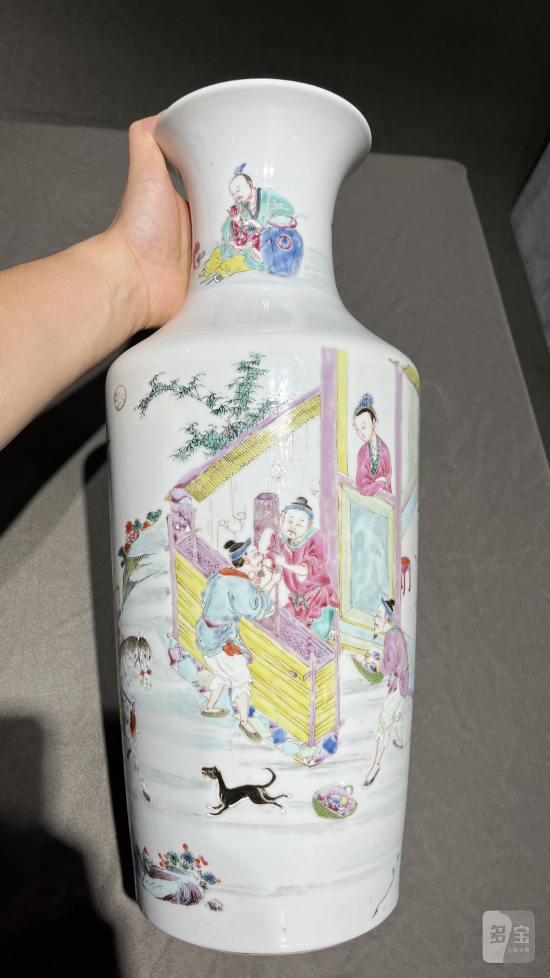 清雍正 粉彩"武丁访贤"人物故事瓶 - 图2